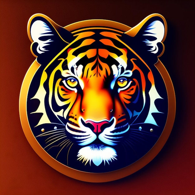 Free photo a tiger logo with a yellow circle in the middle.