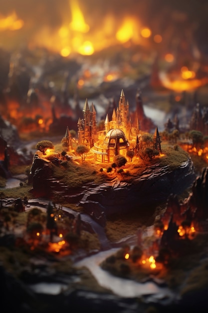 Free Photo tilt shift medieval fantasy landscape