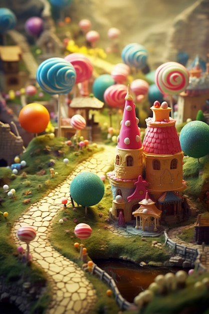 Free photo tilt shift medieval fantasy landscape