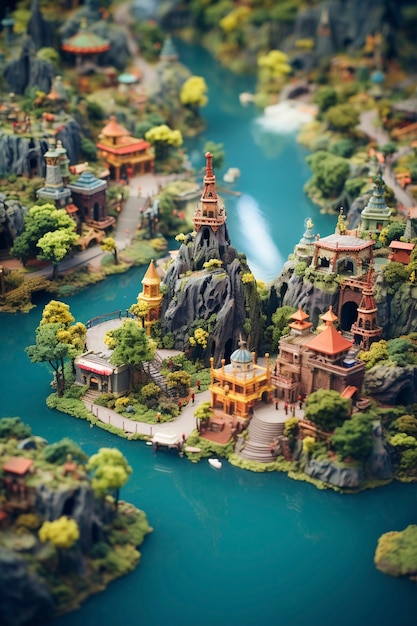 Free photo tilt shift medieval fantasy landscape