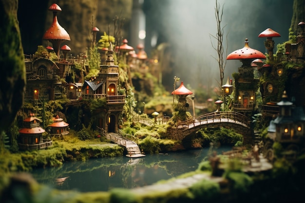 Free photo tilt shift medieval fantasy landscape