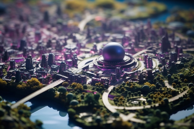 Free photo tilt shift medieval fantasy landscape