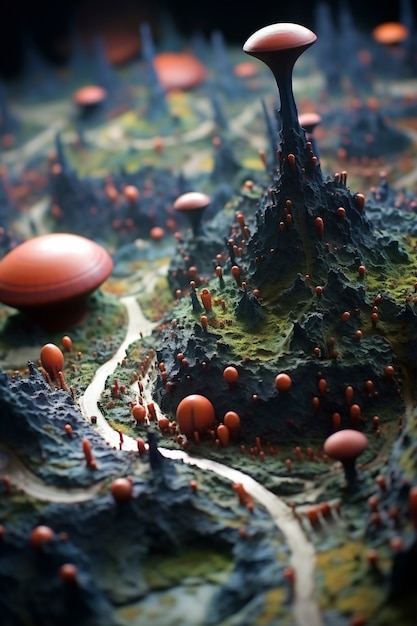 Free photo tilt shift medieval fantasy landscape