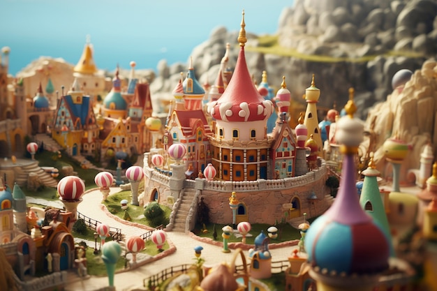 Free photo tilt shift medieval fantasy landscape