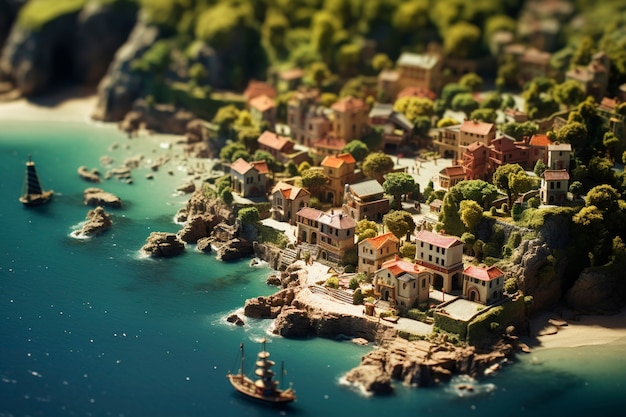 Free photo tilt shift medieval fantasy landscape