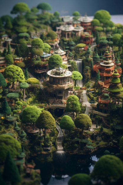 Free Photo tilt shift medieval fantasy landscape