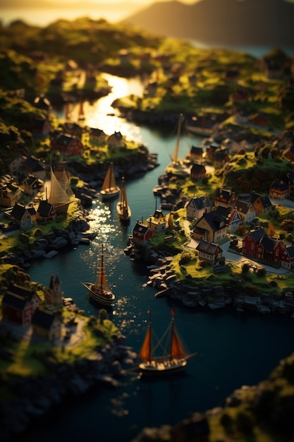 Free Photo tilt shift medieval fantasy landscape