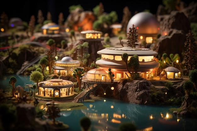 Free photo tilt shift medieval fantasy landscape