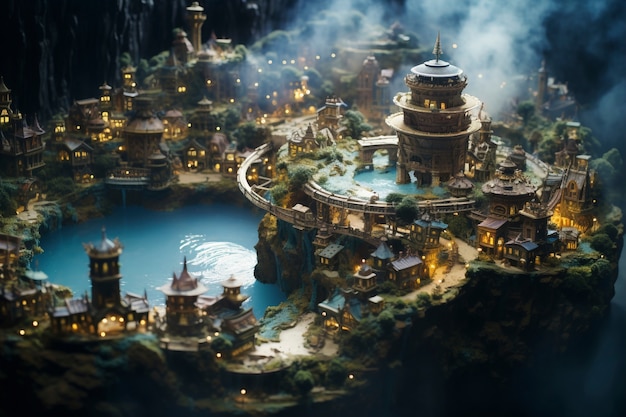 Free Photo tilt shift medieval fantasy landscape