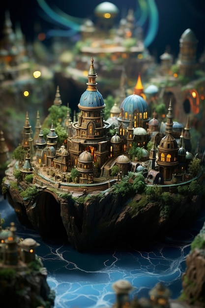 Free photo tilt shift medieval fantasy landscape