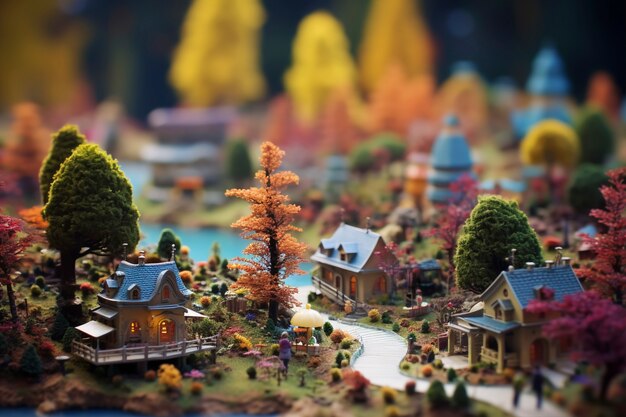 Tilt shift medieval fantasy landscape