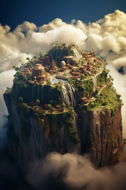 Free photo tilt shift medieval fantasy landscape