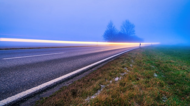 Free Photo timelapsed of vehicle on raod