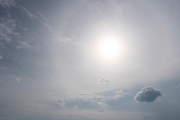 Tiny cloud and sun in the sky