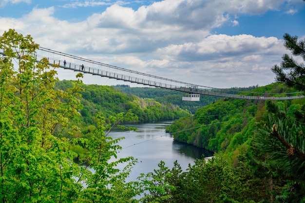 Free photo the titan rt pedestrian suspension bridge in the harz mountains