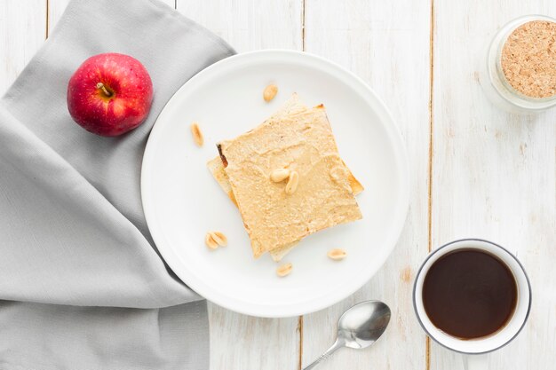 Toast with cup of coffee