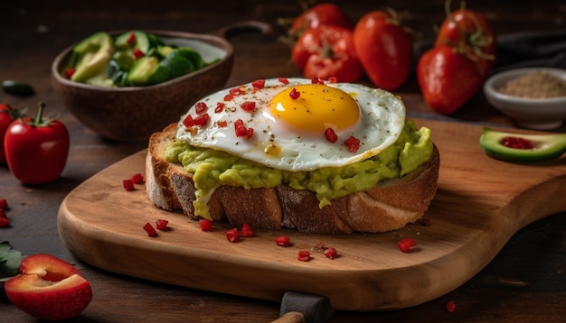 Free photo a toast with an egg on it and avocado on it