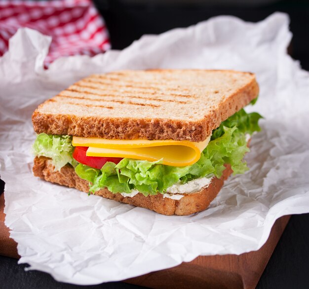 Toasted sandwich with lettuce and cheese