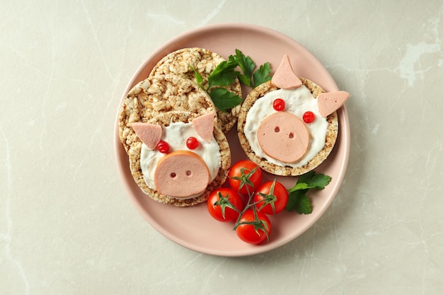 Toasts with crispbread toast for kid for school