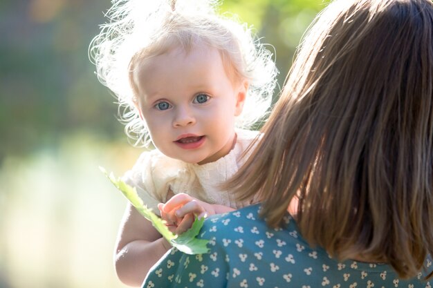 Toddler girl with her mom