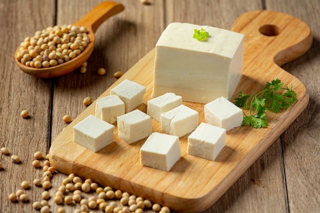 Free photo tofu made from soybeans food nutrition concept.