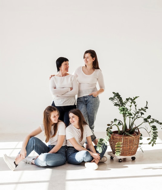 Togetherness group of women in white shirts