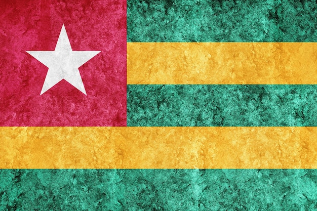 Togo Metallic flag, Textured flag, grunge flag