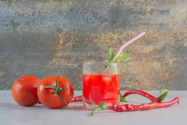 Tomato juice with peppers and tomatoes 