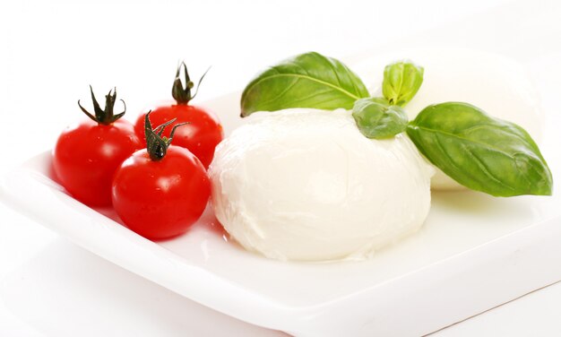 Tomatoes, basil and mozzarella