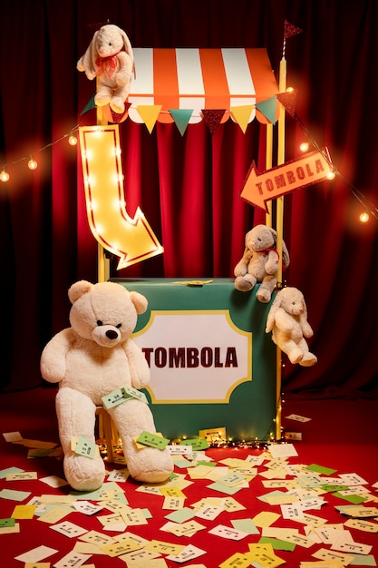 Tombola concept with teddy bears