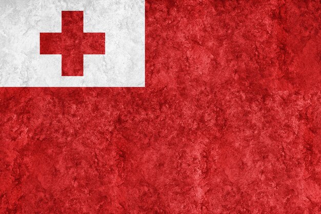 Tonga Metallic flag, Textured flag, grunge flag