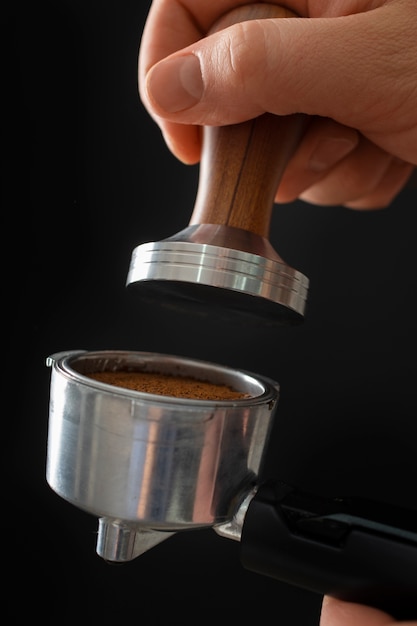 Free Photo tool used in a coffee machine during coffee making process