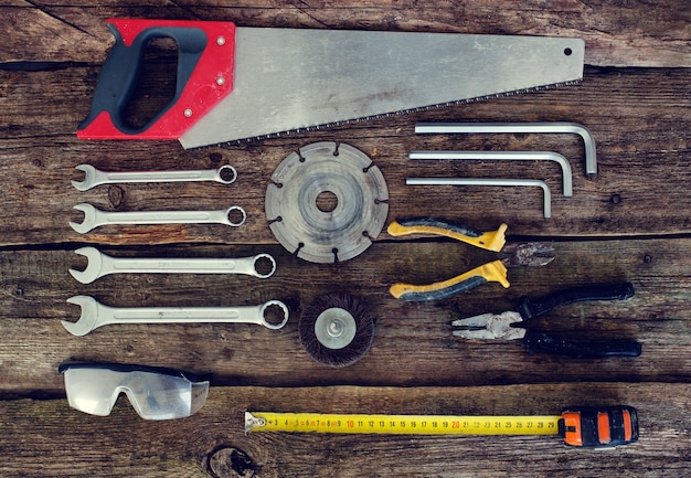 Free Photo tools on the wooden table