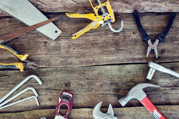 Free photo tools on the wooden table