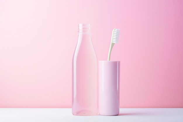 Tooth brush product with soft pink tones