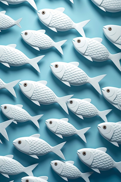 Free photo top view 3d blue fish in studio