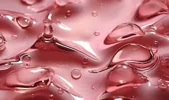 Free photo top view 3d render of water effect on a pink shiny surface