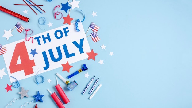 Free Photo top view 4th of july sign with independence day decoration and copy-space