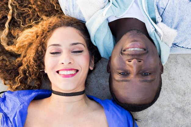 Top view of afro american couple