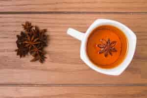 Free photo top view anise teacup