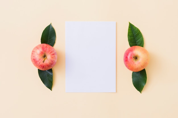 Top view apples with paper