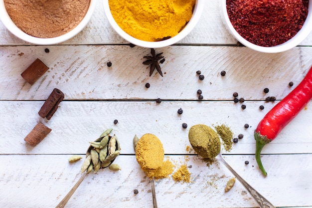 Free photo top view aromatic asian spices