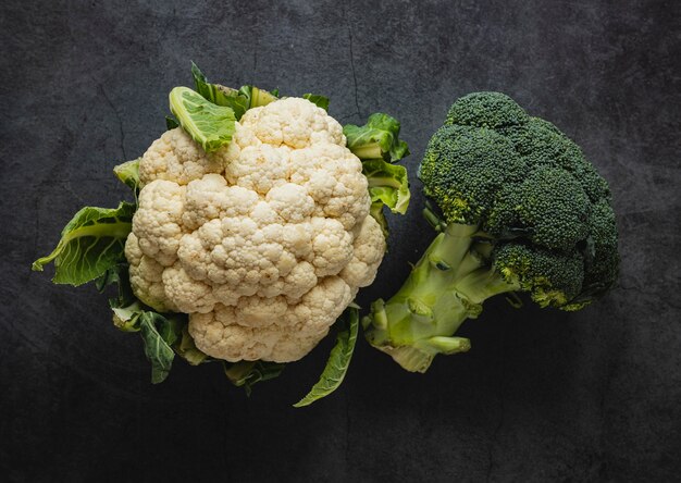 Top view arrangement of cauliflower