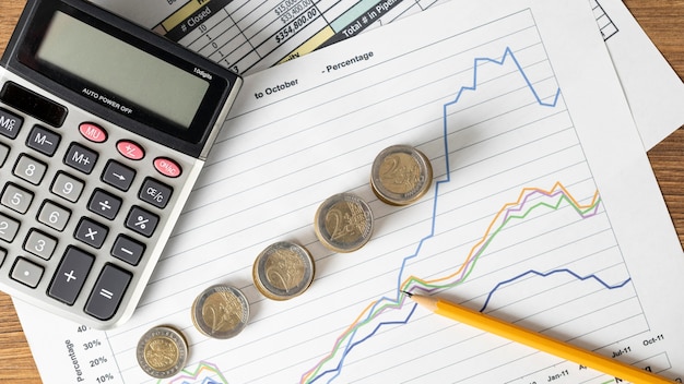 Top view arrangement of finances elements