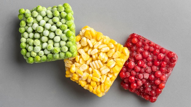 Top view arrangement of frozen food