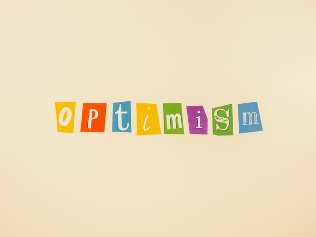 Top view arrangement of optimism concept elements