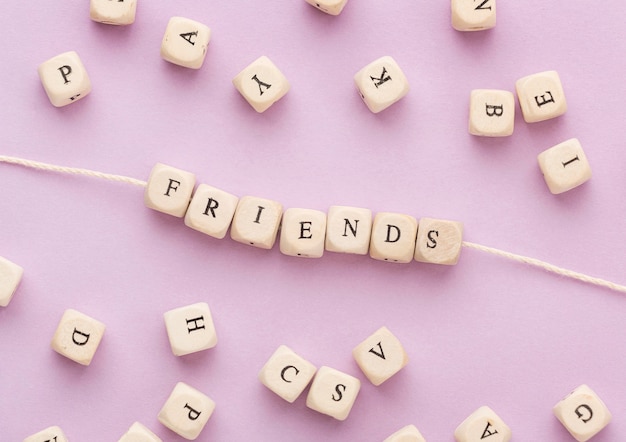 Free Photo top view arrangement of still life friendship day elements