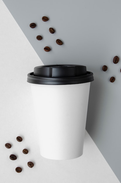 Free Photo top view arrangement with coffee cup mock-up