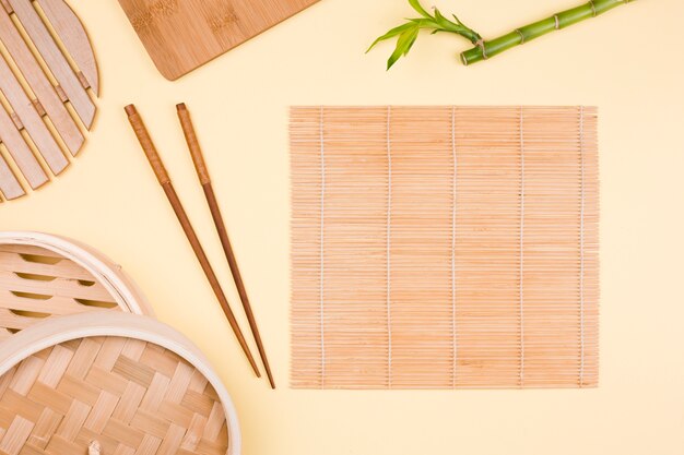 Top view of asian tableware