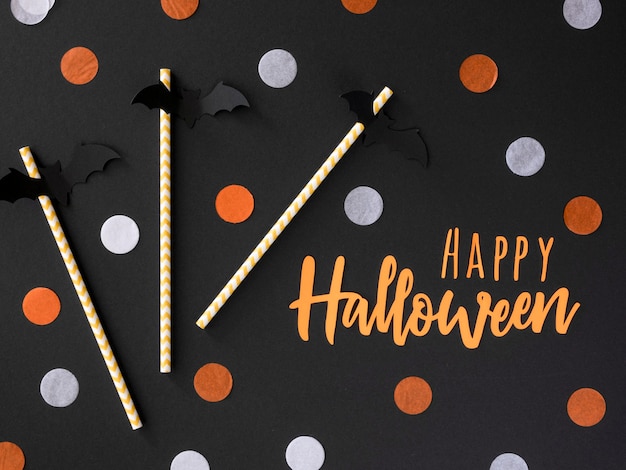 Free photo top view assortment of halloween elements